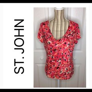 Floral cowl neck short sleeve shirt with weight